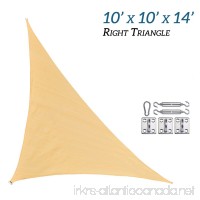 RainLeaf 10' x 10' x 14' Right Triangle Sun Shade Sail for Outdoor and Patio with Hardware Kit  2nd Generation  Desert Sand - B019GKV300