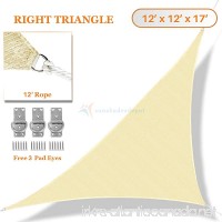 Sunshades Depot 12' x 12' x 17' Sun Shade Sail Right Triangle Permeable Canopy Tan Beige Custom Size Available Commercial Standard - B01LVW5T4B