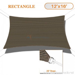 Sunshades Depot 12' x 16' Sun Shade Sail Rectangle Permeable Canopy Brown Coffee Custom Size Available Commercial Standard - B01KWE61PG