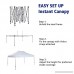 PHI VILLA 10' x 15' Straight Leg Pop-up Canopy for Backyard Party Event 150 Sq. Ft of Shade Instant Folding Canopy White - B07D4GCR4J