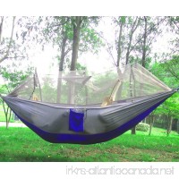 Eleoption Camping hammock with mosquito net portable Outdoor bed robust Hammock from parachute silk max. Load capacity 200kg perfect for home garden forests travel hiking etc (Grey+Blue) - B01MU73IDY