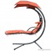Hanging Chaise Lounger Chair Outdoor Indoor Hammock Chair Swing with Arc Stand Canopy and Cushion for Patio Beach Bedroom Yard Garden Nail polish included for Scratch Repair (Orange) - B07F8JXJN2