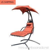 Hanging Chaise Lounger Chair Outdoor Indoor Hammock Chair Swing with Arc Stand  Canopy and Cushion for Patio Beach Bedroom Yard Garden  Nail polish included for Scratch Repair (Orange) - B07F8JXJN2