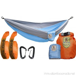 Koala Portable Camping Hammock Bed Bundle: 2 Person 2-Hanging Straps 2-Carabiners Stuff Sack Dry Bag Holds up to 400 Pounds - B01E2YE3ZC