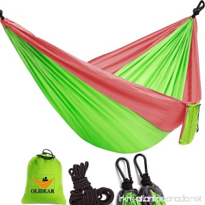 OLIDEAR Portable Parachute Nylon Hammocks Ultralight Camping Hammock Garden Hammock for Backpacking Travel Beach Yard (Red & Green 55 W x 105 L) … - B072ZRSGJ4