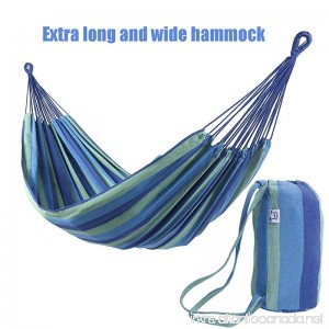 OnCloud Double Hammock for Travel Camping Backyard Porch Outdoor or Indoor Use Carrying Pouch Included Blue/Green Stripes - B073GRNSR2