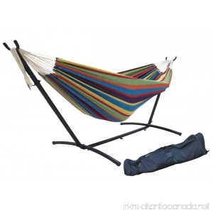 SueSport Double Hammock with Space Saving Steel Stand Includes Portable Carrying Case Tropical - B00YPCKIJC
