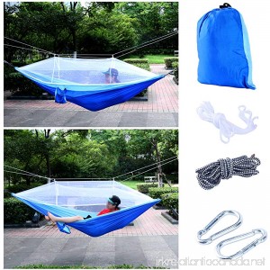 YaeTact Outdoor Hammock Nylon and Free Tree Straps Set With Mosquito Net- Double Hammock is suitable for Camping and Travel， Camping Outdoor Bed(Sky blue&Blue) - B01JOFGUVE