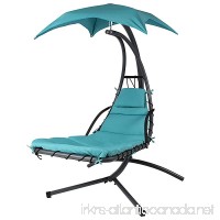 300lbs Max Weight Capacity Hanging Chaise Lounger Chair with Umbrella Garden Air Porch Arc Stand Floating Swing Hammock Chair BLUE gift a zippered poly bag - B01FY7K33C