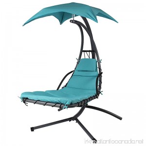 300lbs Max Weight Capacity Hanging Chaise Lounger Chair with Umbrella Garden Air Porch Arc Stand Floating Swing Hammock Chair BLUE gift a zippered poly bag - B01FY7K33C
