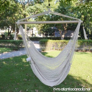 BenefitUSA B311 Hanging Swing Cotton Xlarge Hammock Rope Chair with Solid Wood Spreader Bar Hold up to 260Lbs - B07F2PJRVN