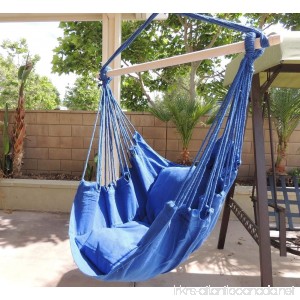 Hammock Chair Hanging Rope Chair Porch Swing Outdoor Chairs Lounge Camp Seat At Patio Lawn Garden Backyard Blue - B0177C3PGO