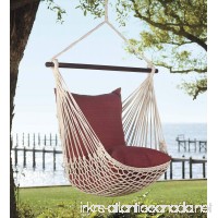 Outdoor Hanging Rope Hammock Swing Chair with Set of 2 Polyester Pillows  37 W x 60 H (Seat to Hanger) - Forest Green - B01JTHMAX4
