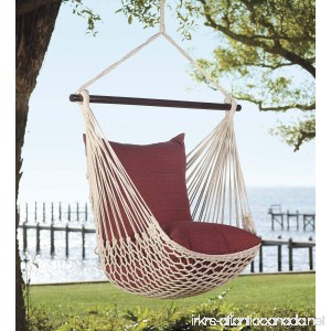 Outdoor Hanging Rope Hammock Swing Chair with Set of 2 Polyester Pillows 37 W x 60 H (Seat to Hanger) - Forest Green - B01JTHMAX4