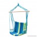 PG PRIME GARDEN Hanging Rope Chair Cotton Padded Swing Chair Hammock Seat for Indoor or Outdoor Spaces-Blue&Green Stripe - B01IMOBBMG