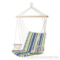 PG PRIME GARDEN Hanging Rope Chair Cotton Padded Swing Chair Hammock Seat for Indoor or Outdoor Spaces-Light Blue&Green Stripe - B01IMOBCA2