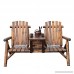 Patio 2 person Double Adirondack Wood Bench Chair Loveseat W/Ice Bucket - B07F8PP35M