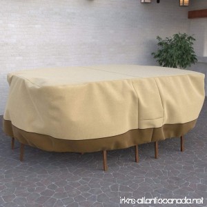 Dura Covers Fade Proof Heavy Duty Oval or Rectangular Patio Table and Chair Set Cover - Durable and Water Resistant Outdoor Furniture Cover Pebble Large up to 108 Inches Long - B074ZZLH87