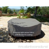 Premium Tight Weave Fabric Patio Set Cover 104"Dia. Fits square  Oval or Round table set  Center hole for Umbrella in Grey - B01EMCKUFG