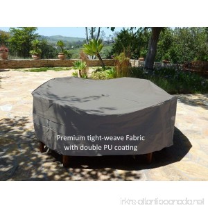 Premium Tight Weave Fabric Patio Set Cover 104Dia. Fits square Oval or Round table set Center hole for Umbrella in Grey - B01EMCKUFG