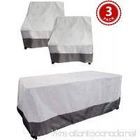 Reusable Revolution 3 Piece Outdoor Deep Chair and Table Cover Set - Patio Furniture Weather Protection Cover Set by (Grey w/Dark Grey Trim) - B079Q9NMM6