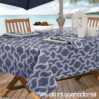 Casual Living by Newbridge Sydney Indoor Outdoor Polyester Table Linens  60-Inch by 84-Inch Oblong (Rectangle) with Umbrella Hole and Zipper Tablecloth  Blue - B07C8721P5
