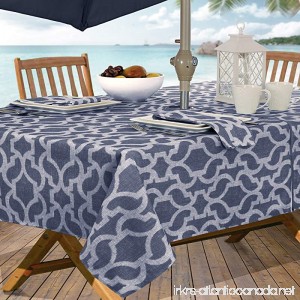 Casual Living by Newbridge Sydney Indoor Outdoor Polyester Table Linens 60-Inch by 84-Inch Oblong (Rectangle) with Umbrella Hole and Zipper Tablecloth Blue - B07C8721P5