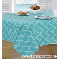 Everyday Luxuries by Newbridge Peyton Geo Flannel Backed Indoor Outdoor Vinyl Table Linens  60-Inch by 84-Inch Oblong (Rectangle) Tablecloth  Bright Turquoise - B07C57YHGW