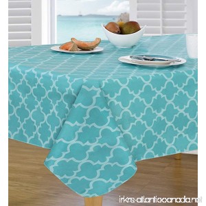 Everyday Luxuries by Newbridge Peyton Geo Flannel Backed Indoor Outdoor Vinyl Table Linens 60-Inch by 84-Inch Oblong (Rectangle) Tablecloth Bright Turquoise - B07C57YHGW