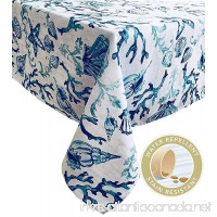 Newbridge Blue Lyra Coral Reef Summer and Spring Indoor/Outdoor Soil Resistant and Water Repellent Fabric Tablecloth - Patio Picnic BBQ Kitchen Table Linens 60 Inch X 102 Inch Oblong/Rectangular - B07BHYWGXB