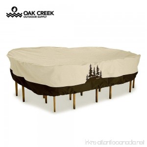 Oak Creek Premium Outdoor Furniture Cover | Patio Table Cover with Air Vents Click-Close Straps Elastic Hem Cord | Made of Heavy Duty Waterproof Fabric with PVC Coating | Pine Tree Design - B076ZYJW4F
