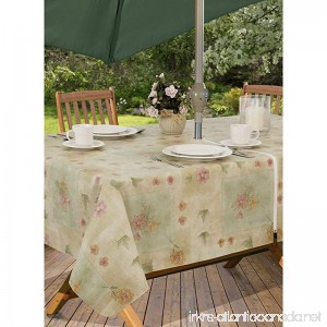 Peony Patch Flannel Backed Indoor Outdoor Vinyl Table Linens 70-Inch Round with Umbrella Hole and Zipper Sage - B0741CVSG9