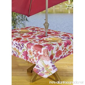 Table Cloth Outdoor Tablecloth Umbrella Tablecloth with Hole & Zipper 54 x 72 Inch Pink Floral - B07BN274YQ