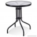 CHOOSEandBUY 24 Outdoor Patio Round Table with Tempered Glass Top Patio Round Table Vintage Dining Outdoor Porch Glass Mid Century Iron - B07DTHYZ6G