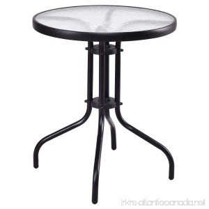 CHOOSEandBUY 24 Outdoor Patio Round Table with Tempered Glass Top Patio Round Table Vintage Dining Outdoor Porch Glass Mid Century Iron - B07DTHYZ6G