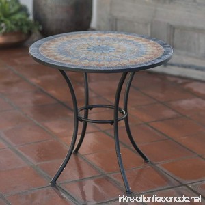 Contemporary Round Outdoor Bistro Table Mosaic Design Table Top With Steel Legs Framed With Black Finish - B01CZME4UM