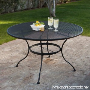 Belham Living Stanton 48 in. Round Wrought Iron Patio Dining Table by Woodard - Textured Black - B00CHT8QFS