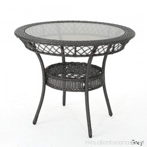 Christopher Knight Home Figi Outdoor 34-inch Wicker Top Glass Table Round (ONLY) Grey - B075KHQPKL