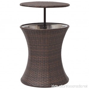 Daonanba Durable Simple Ice Cooler Bucket Table Poly Rattan Brown 3-in-1 Drink Cooler/Party Table/Coffee Table - B076M8VXBJ
