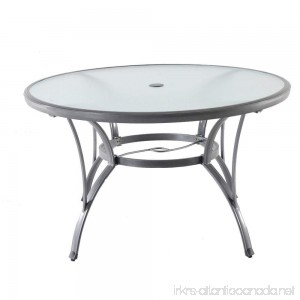 Hampton Bay Commercial Grade Aluminum Grey Round Glass Outdoor Dining Table - B079J53SFX
