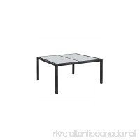 K&A Company Outdoor Dining Poly Rattan Table Steel Frame And Glass Tabletop 59x35.4x29.5 Black - B07F6YK7SV