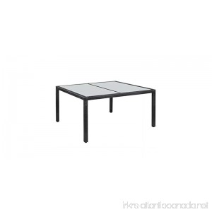 K&A Company Outdoor Dining Poly Rattan Table Steel Frame And Glass Tabletop 59x35.4x29.5 Black - B07F6YK7SV