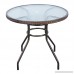 LTL Shop 31 1/2 Patio Rattan Round Table Tempered Glass Furniture Outdoor Coffee Dining - B06WD6TCML