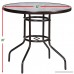 Ollypulse 32 Tempered Glass Top Patio Umbrella Table Outdoor Dining Table Dark Chocolate (Round) - B01K6P9RG6