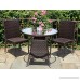Patio Resin Outdoor Wicker Round 31.5 Inches Dining Table w/Glass Top. Dark Brown - B01IWQNQL8