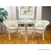 Pelangi Rattan Wicker Round Dining Table with Glass Top. White Wash color. - B0791MW8G8