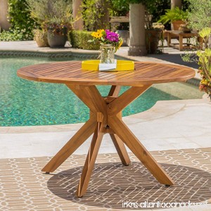 Stanford | Outdoor Acacia Wood Dining Table | Round | with Teak Finish - B071X3KSCP