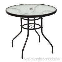 TANGKULA 31.5" Outdoor Patio Table Round Steel Frame Tempered Glass Top Commercial Party Event Furniture Conversation Coffee Table for Backyard Lawn Balcony Pool with Umbrella Hole - B0714N78S1