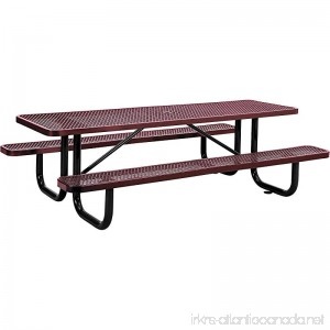 8' Rectangular Expanded Metal Picnic Table 96L x 62W Red - B06XBC6GR5