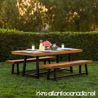 Best Choice Products 3 Piece Acacia Wood Picnic Style Outdoor Dining Table Furniture - B071XKSQTP